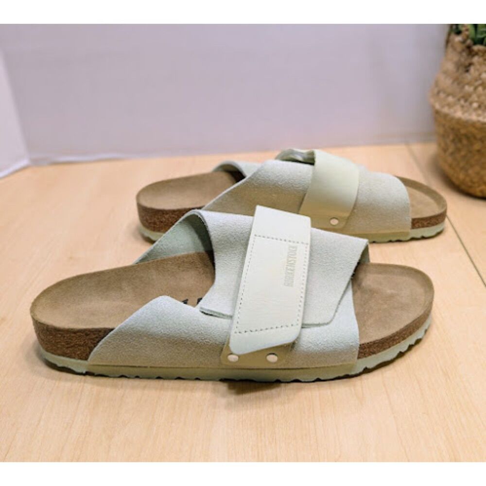 Birkenstock Kyoto Green Suede & Leather Slide Sandals Women's 10 EU 41 NWT - Picture 4 of 13